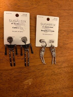 SUGARFIX by BaubleBar Skeleton Dangle Earrings - Black & Silver